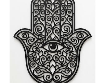 Hamsa Hand Metal Wall Art, Evil Eye Protection Decor, Boho Spiritual Home Decor