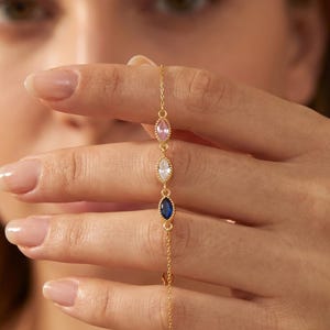 Marquise Birthstone Armband, Benutzerdefinierte 1 bis 6 Multi Stone Familienarmbänder für Mütter, Zierliches 925 Sterlingsilber Personalisiertes Oma Geschenk