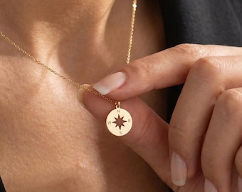 Dainty Compass Necklace • Graduation Gift for Her • Cutout North Star Pendant • Wanderlust Travel Jewelry • Going Away Gift Best Friend