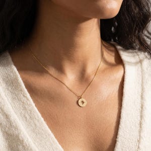 Dainty Compass Necklace • Graduation Gift for Her • Cutout North Star Pendant • Wanderlust Travel Jewelry • Going Away Gift Best Friend image 3