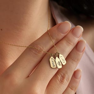 Collana con targhetta a barra personalizzata, collana con iniziale a barra in argento sterling 925 per la mamma, collana con nome inciso placcato in oro 14 carati o oro rosa