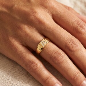 Pave-zegelring, sterlingzilveren statement ring met koepel