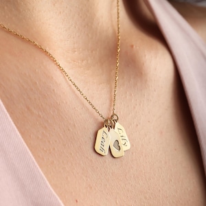 Benutzerdefinierte Namensschild-Halskette, 925 Sterlingsilber-Gravur-Bar-Halskette für Oma, 14K Gold oder Rosévergoldete Halskette mit mehreren Kindernamen