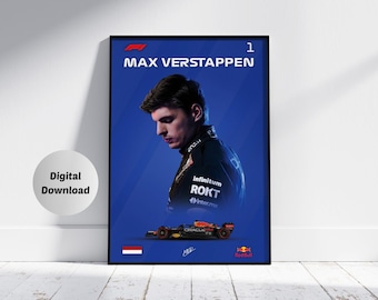 Max Verstappen, Formula 1 Poster Art, Birthday Gift for F1 Fans, Racing Decor