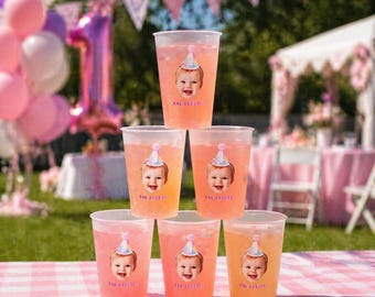 Custom Face Cups with Lids, Personalized Plastic Cups