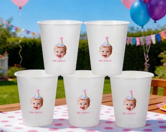 Custom Face Cups with Lids, Personalized  16oz Plastic Cups