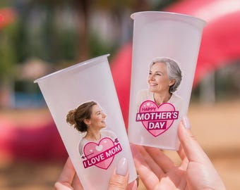 Personalized Photo Frosted Cups, Mother’s Day Gift, Family Celebration