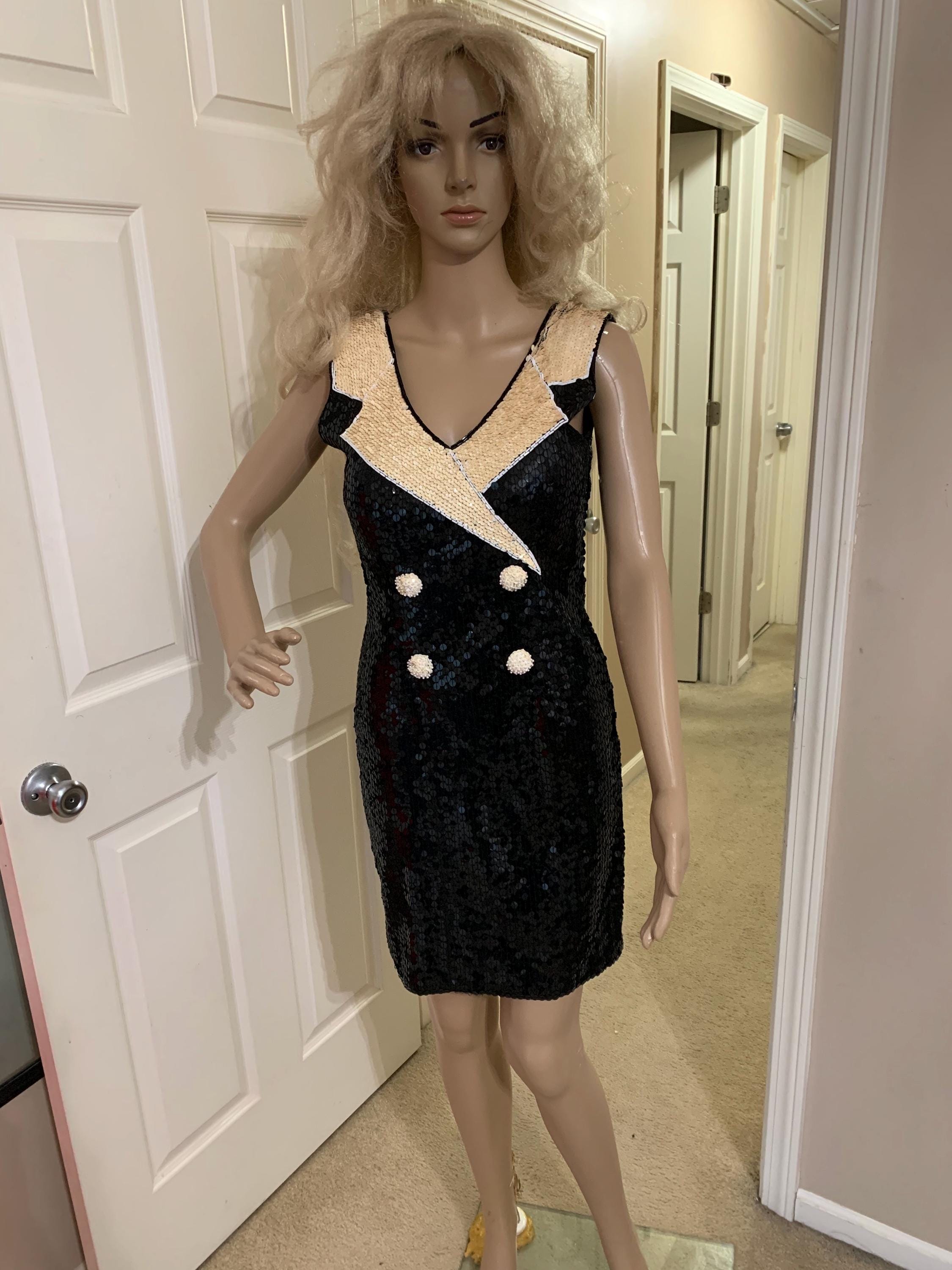 glitter tuxedo dress Black & White Sequin Tuxedo Mini Dress Black And White / 6