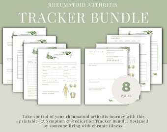 Reumatoïde artritis-trackerbundel: symptoom, opflakkering, medicatielogboek (afdrukbaar pdf-bestand, A4)