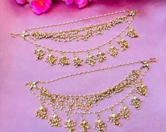 Handmade Pearl Kaan Chain: Indian Ear Chain Jewelry