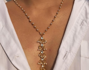 Handmade Long Pearl Necklace Set: Indian Wedding Jewelry