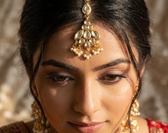 Kundan Maang Tikka: Indischer Braut Stirnschmuck