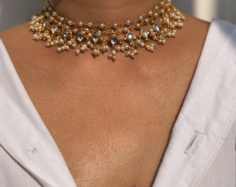 Handmade Long Pearl Necklace Set: Indian Wedding Jewelry