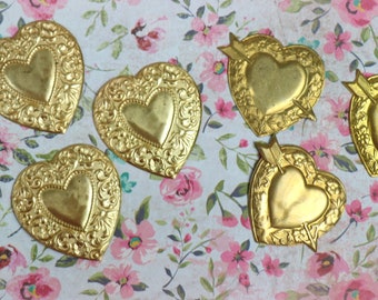 1 Vintage Large Brass Heart Stamping - 2 Designs to Choose From