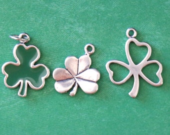 1 Vintage Sterling Silver Clover Charm - 3 styles to choose from