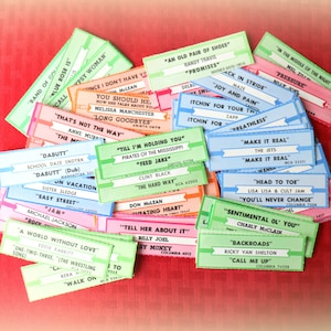Set of 6 1980&#39;s Jukebox Song Tags