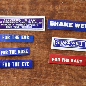 7 Vintage Medicine Bottle Labels