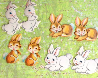 2 Vintage Dennison Bunny Stickers - 4 choices