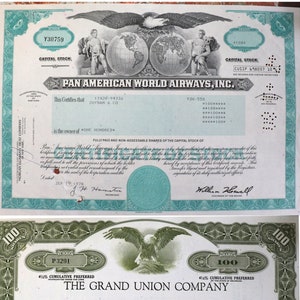 1 Vintage Issued Stock Certificate - Many Choices