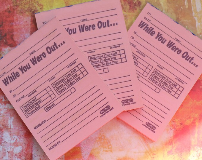 1 Vintage Pink Paper Phone Message Pad Etsy
