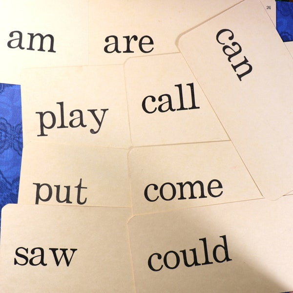 1 Vintage Word Flash Cards - Verbs and Adverbs