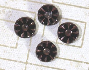 2 Czech Brown Round Flower Beads