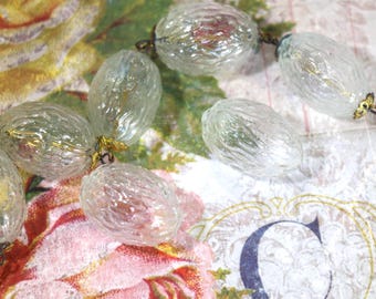 2 Large Clear Textured Glass Beads