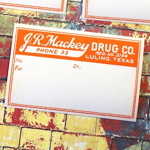 2 Vintage Texas Pharmacy Medicine Bottle Labels