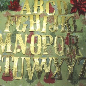 5 Vintage Large and Lovely Gold Dresden Letters