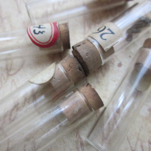 3 Antique Tiny Watch Part Vials with Cork