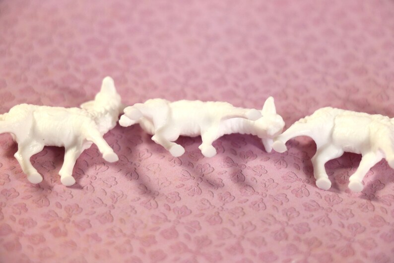 3 Vintage Miniature Plastic Sheep image 3