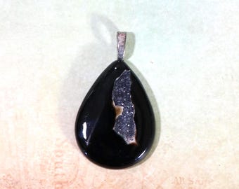 Black Druzy Agate Pendant