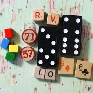 14 Vintage Wooden Game Pieces
