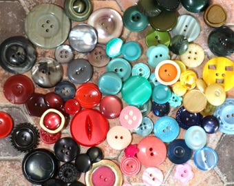 10 Vintage Plastic Buttons  - Sold by Color