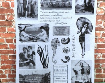 Unmounted Antique Beach-Themed Rubber Stamp Sheet