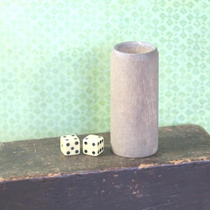 Vintage Small Bakelite Dice with Wooden Shaker