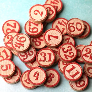 5 Vintage Wooden Bingo Numbers