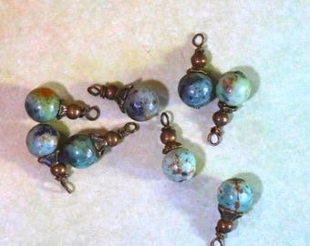 2 African Turquoise Charms