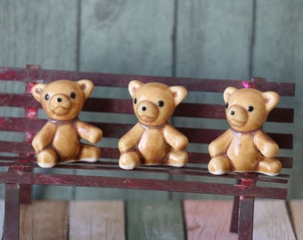 1 Vintage Bone China Brown Teddy Bear by Bug House Japan - Etsy