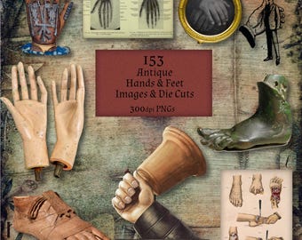 153 Antique Hands & Feet DieCuts and Images