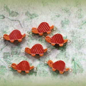 2 Vintage Wooden Turtle Charms image 3