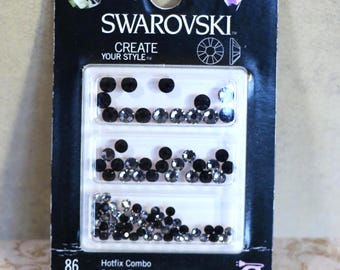 Pack of Swarovski HotFix Black and Silver Crystals