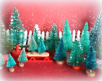1 Vintage Bottle Brush Christmas Tree - Many Choices of Single Trees and Packages