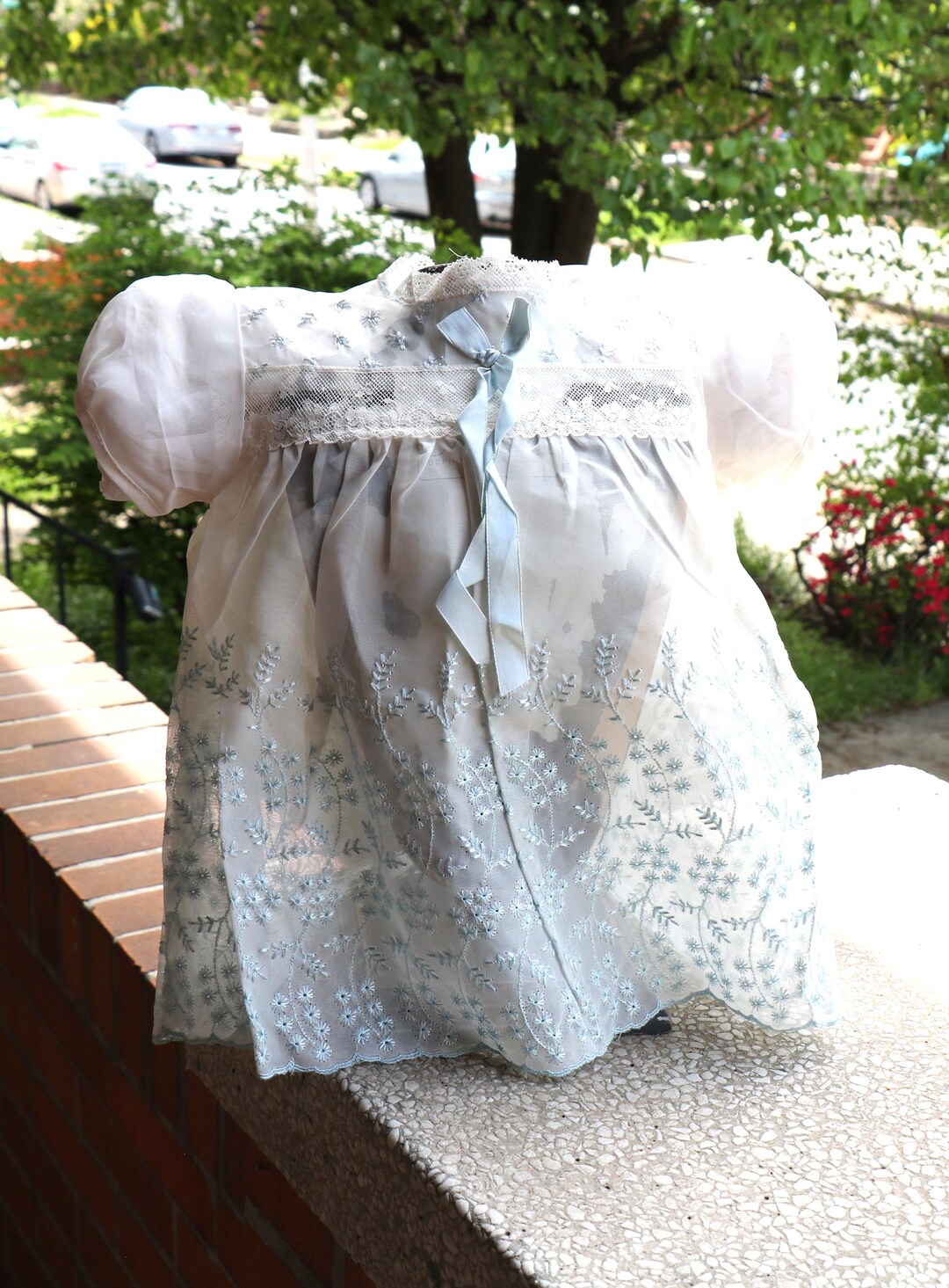 Vintage Cotton Baby Girls Dress with Bag - Powder main image 1