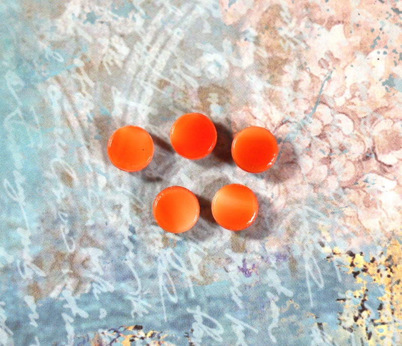 3 Vintage Orange Glass Cabochon image 3