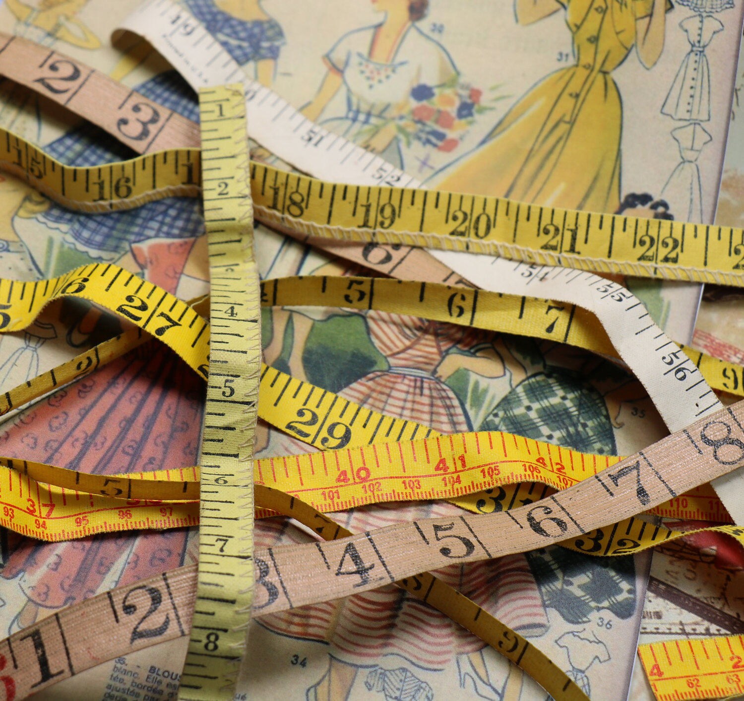 3 Pieces Vintage Cloth Tape Measure Etsy