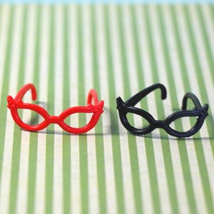 2 Pair of Miniature Plastic Eyeglasses - Black or Red
