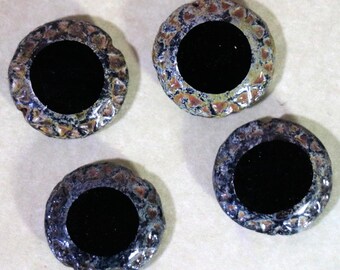 1 Czech Black Round Glass Bead