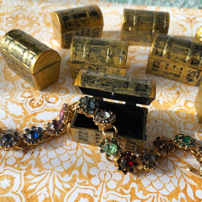 1 Tiny Gold Treasure Chest Box Etsy