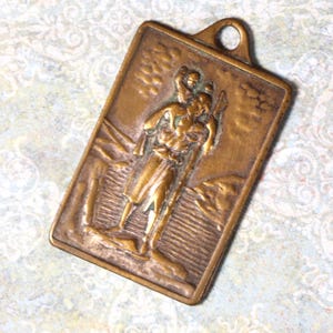 Vintage Large French Brass Saint Christopher Medal